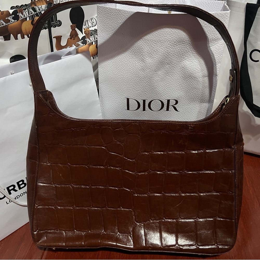 USED Mulberry Burgundy Mock-croc Crocodile Embossed Leather Shoulder Bag